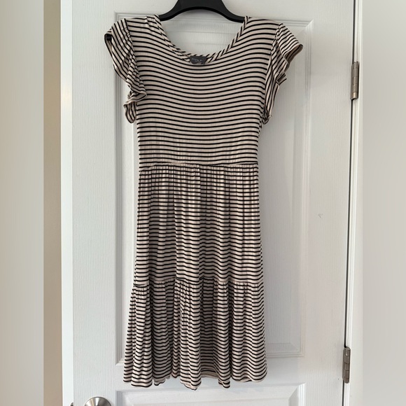 Olivia Rae Black and White Flutter Sleeve Sundress - Picture 1 of 2